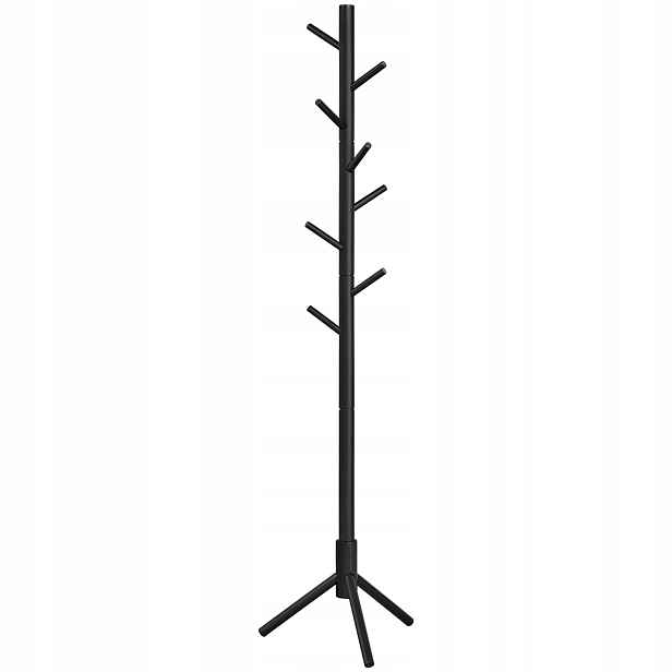 Stojící věšák na oblečení, černý, dřevěný, do předsíně, výška 175 cm