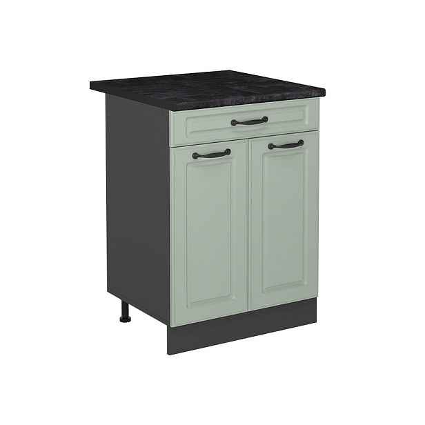 Vicco SPODNÍ SKŘÍŇKA KUCHYŇSKÉ LINKY R-Line, Mint venkovský dům/Antracit, 60 cm se zásuvkou pracovná doska antracitová