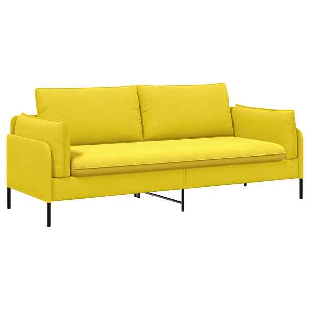 vidaXL 3-místné sofa Světlá žlutá 222 x 81 x 89 cm Textil