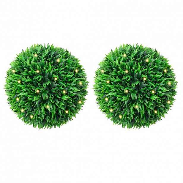 vidaXL Umělé buxus koule s LED světly 2 ks zelené 47 cm