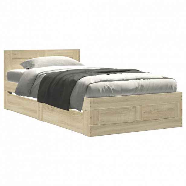 vidaXL Rám postele s čelem dub sonoma 90 x 190 cm kompozitní dřevo