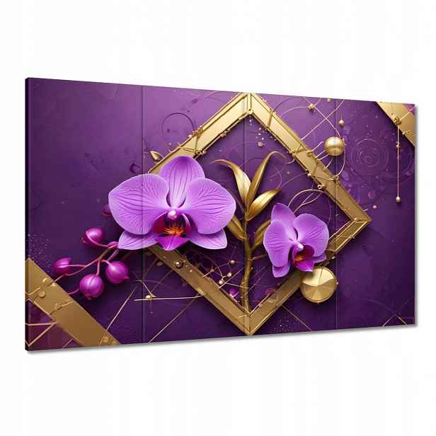 Obrazy 120x80 Fialové orchideje a zlato