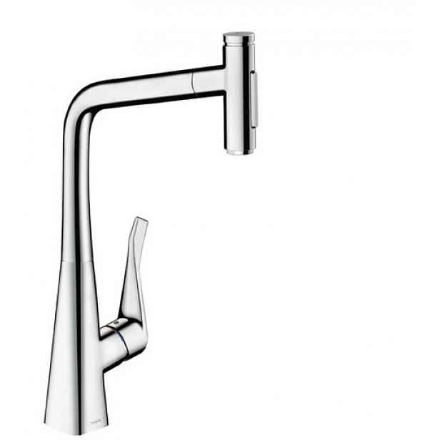 Dřezová baterie Hansgrohe Metris s vytahovací sprškou, 2 proudy chrom 73820000