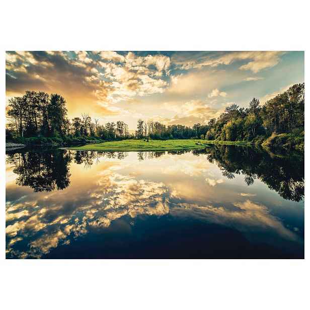 Fototapeta Jezero Les Západ Slunce vinylová 416x254 lepidlo
