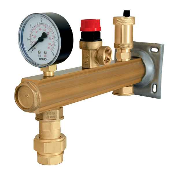 Novaservis Bezpečnostní skupina pro topení s připojením, délka 271 mm, vstupy 2 x 3/4", 2,5 BAR