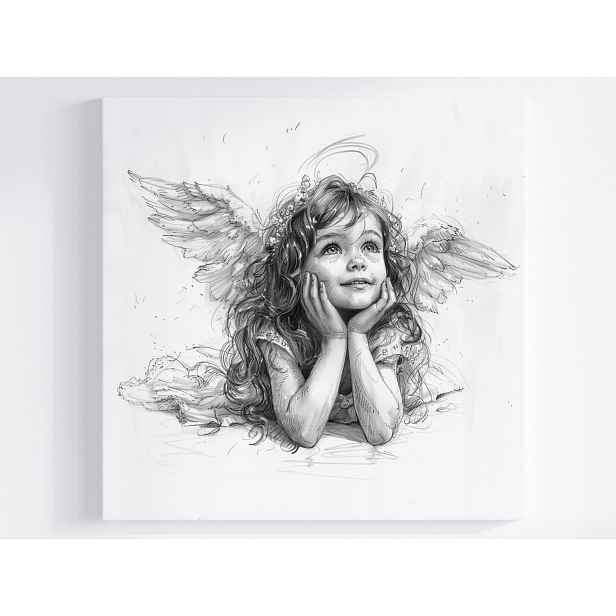 Obraz Na Plátně Canvas Grafika Kresba Dítě Dívka Anděl 50x50