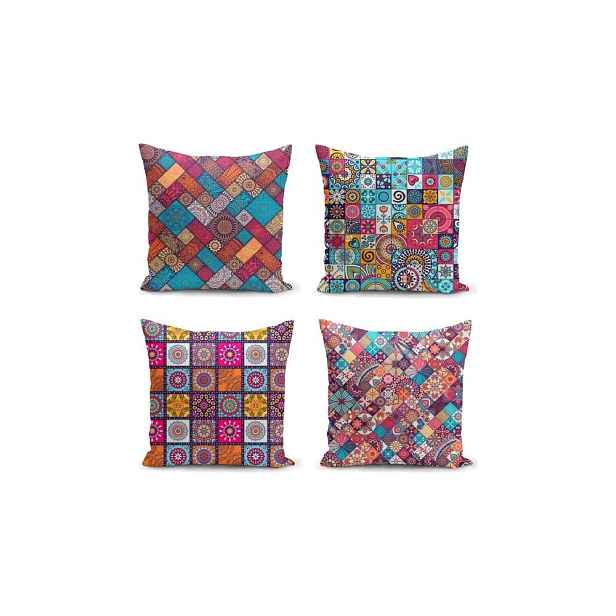 Povlaky na polštáře v sadě 4 ks 45x45 cm Mandala Tiles – Minimalist Cushion Covers