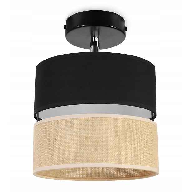 Stropní Svítidlo Nástěnná Lampa Stínidlo Juta 20 CM Černá