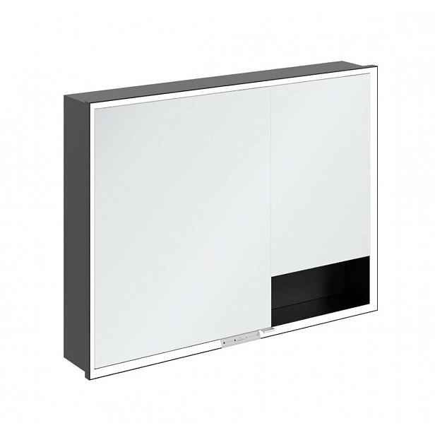 Villeroy & Boch My View+ - Zrcadlová skříňka s LED osvětlením 100x75x17 cm, 2 dvířka, černá/matná černá B48210VL