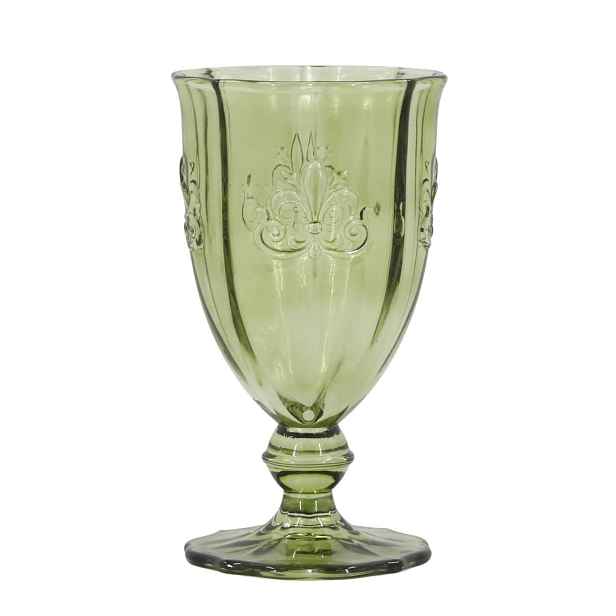 Zelená sklenice na víno Saint-Émilion s dekorem – Ø 9*16 cm / 350ml Chic Antique