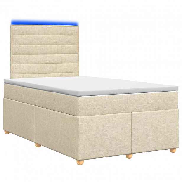vidaXL Postel boxspring s matrací s čelo Krémová 120 x 200 cm Textil
