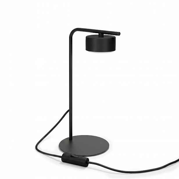 Černá, minimalistická designová stolní lampa GX53 na noční stolek