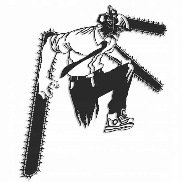 Člověk pila Chainsaw Man. Dřevěný obraz Anime