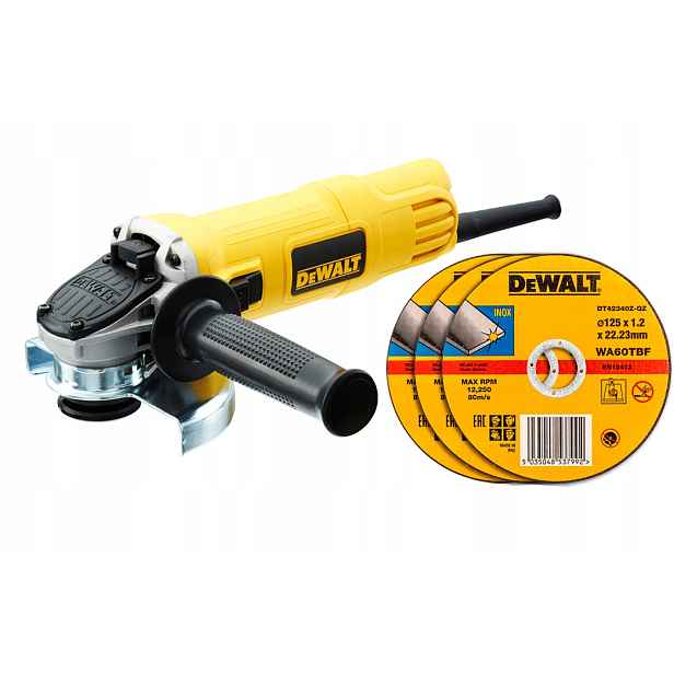 DWE4157 bruska 125 mm 900 W DeWalt 3 kotouče