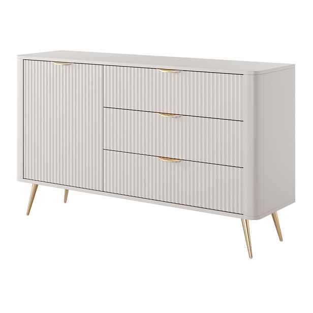 MASSENO KOMODA LANTANA, 138/81/38 cm se 3 zásuvkami, počet dvířek: 1, béžová