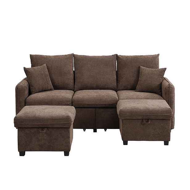 OKWISH ROHOVÁ sedací souprava 52/52 cm antická hnědá z pěny s úložným prostorem a rozkládáním