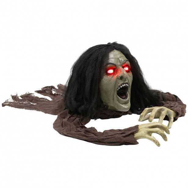 Outsunny HALLOWEENSKÁ dekorace plazící se zombie 140 cm s LED očima, zvukovou funkcí