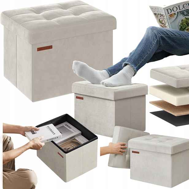 Sedadlo Taburet Čalouněná, otevíratelná s úložným prostorem na hračky Podnožka Box