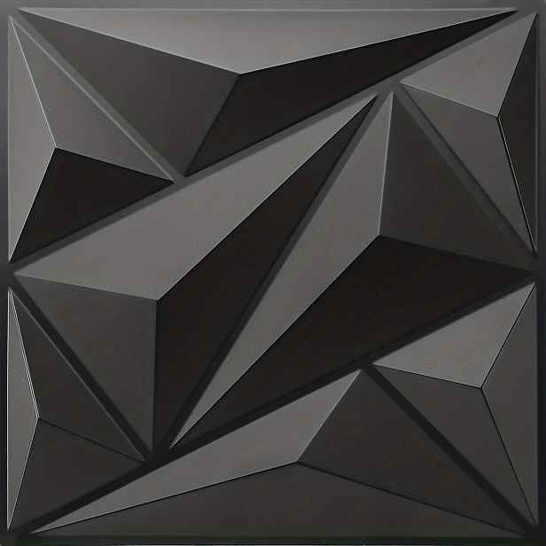 TEMU PVC 3D diamantový nástěnný panel, zubatý, matně černý, 11.7" x 11.7" (30 cm x 30 cm), 33 dlaždic, pro dekoraci interiéru v obývacím pokoji,