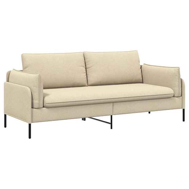 vidaXL 3-místné sofa Krémová 222 x 81 x 89 cm Textil