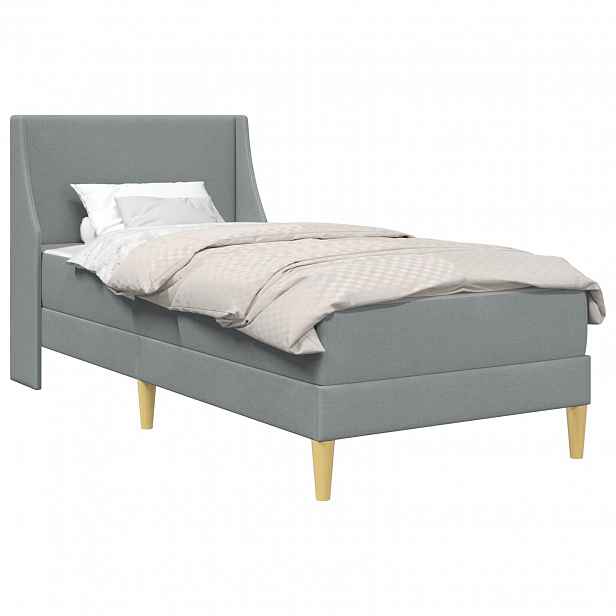vidaXL Rám postele s matrací s čelo Světle šedá 100 x 200 cm Polyester