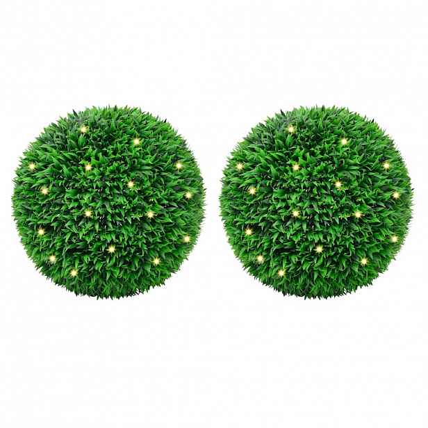 vidaXL Umělé buxus koule s LED světly 2 ks zelené 55 cm