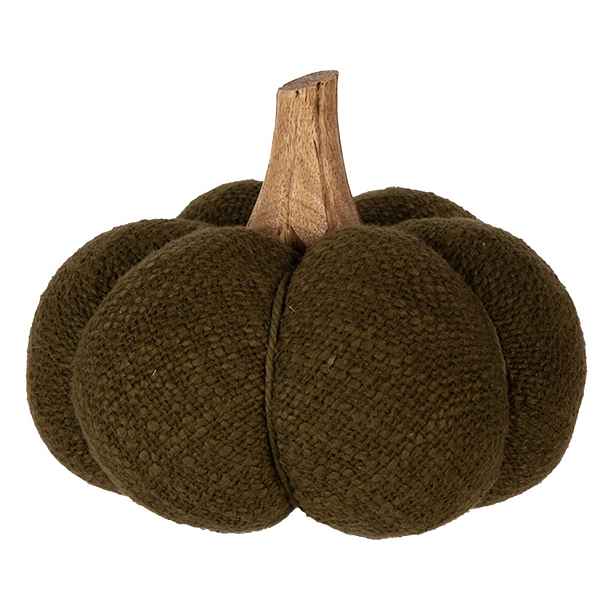 Zelená textilní dekorace dýně Pumpkin - Ø 15*13 cm Clayre & Eef
