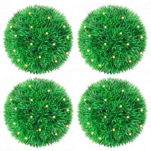 vidaXL Umělé buxus koule s LED světly 4 ks zelené 12 cm