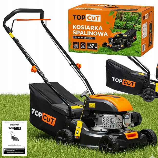 Benzínová Sekačka Na Trávy Top Cut Bez Pohonu 149 CM 40 CM 45 L, Obratná, Lehká