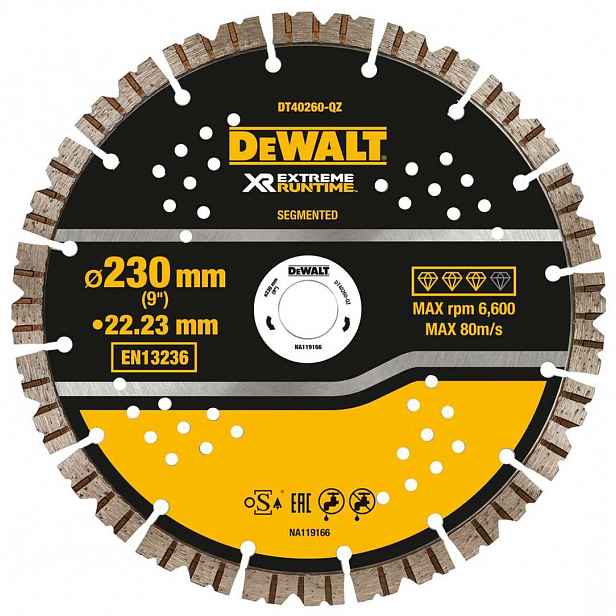 DeWALT - Diamantový řezný kotouč na beton 230x22,23 mm DT40260