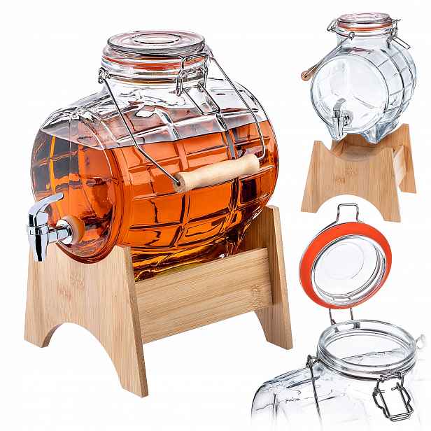 Skleněný Sud S Kohoutkem 5 L, Sud Na Alkohol, Bimber, Víno, Vodka, Karafa