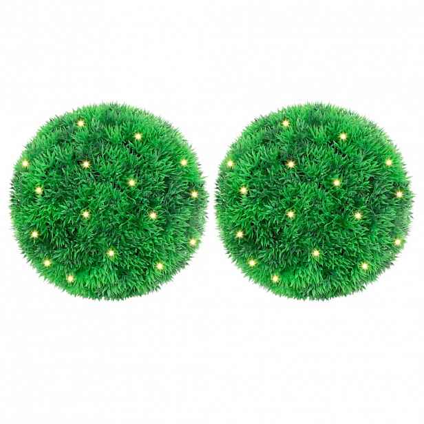 vidaXL Umělé buxus koule s LED světly 2 ks zelené 22 cm