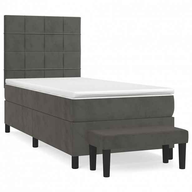 vidaXL Box spring postel s matrací tmavě šedá 80 x 200 cm samet