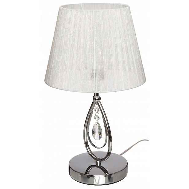 Chromovaná stolní lampa s bílým plisovaným stínítkem z Benátek