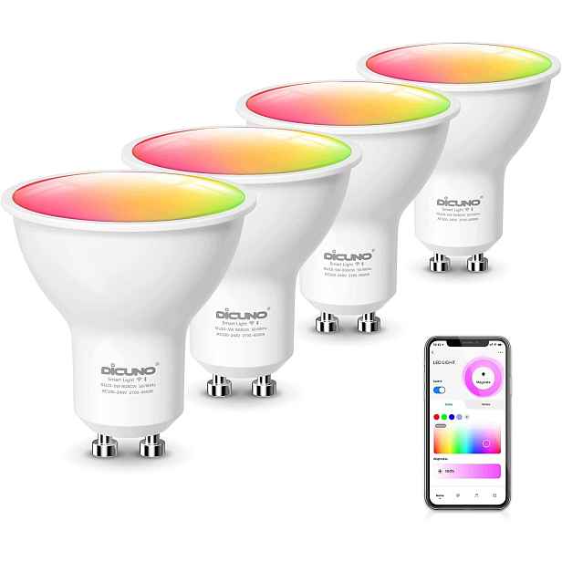 Led žárovka GU10 Smart WiFi Rgb Alexa Google Home 4 ks Stmívatelná