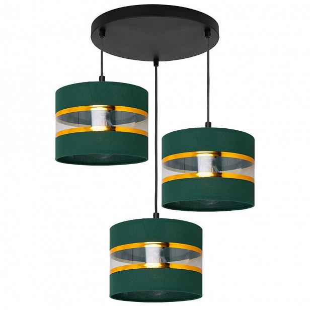 Stropní Závěsná Lampa S Stínítky, Válec Led, Zlatá, Lahvová, Pruhy E27