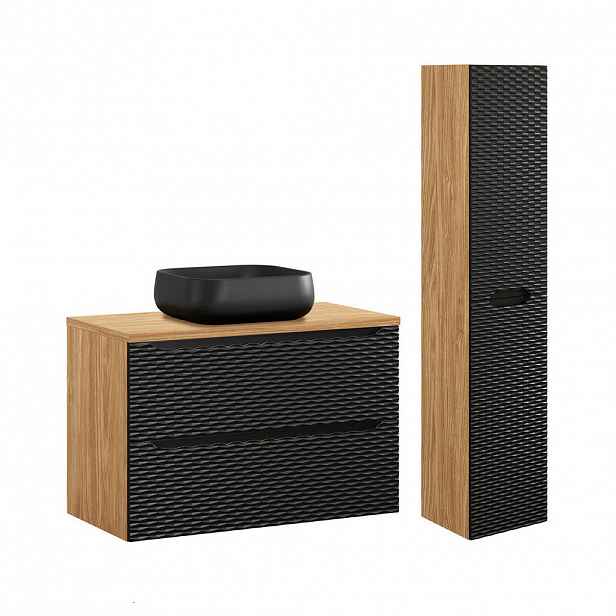 Petits-meubles KOUPELNOVÝ NÁBYTEK 90cm Elora 2er-Set Černá a dřevěná