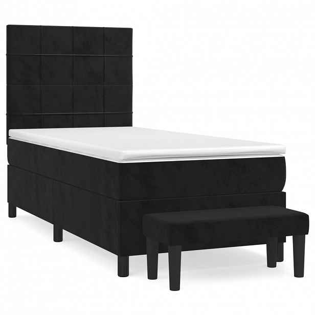 vidaXL Box spring postel s matrací černá 80 x 200 cm samet