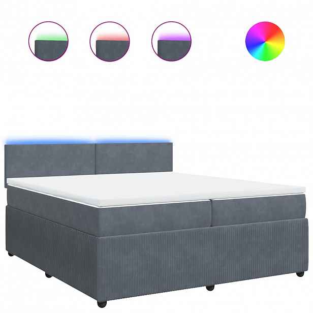 vidaXL Box spring postel s matrací tmavě šedá 200x200 cm samet