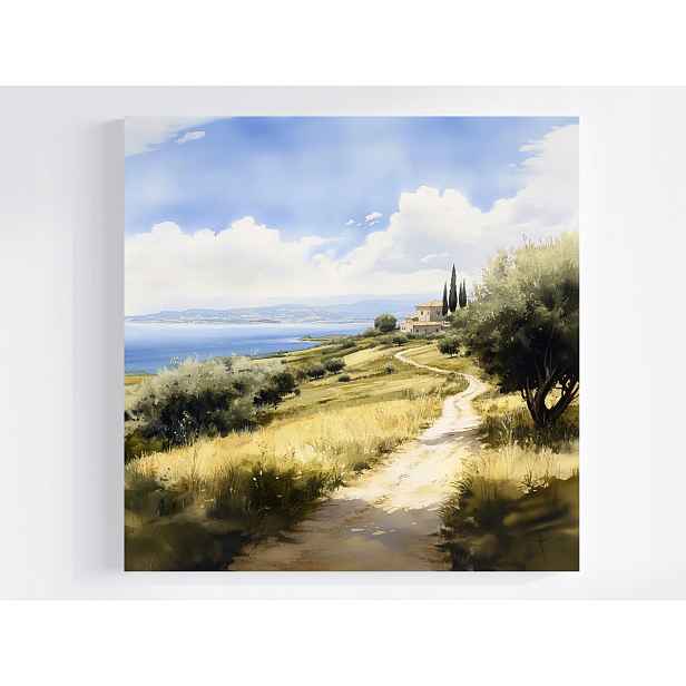 Obraz Na Plátně Canvas Krajina Pohled Itálie Toskánsko Vinice Moře 50x50