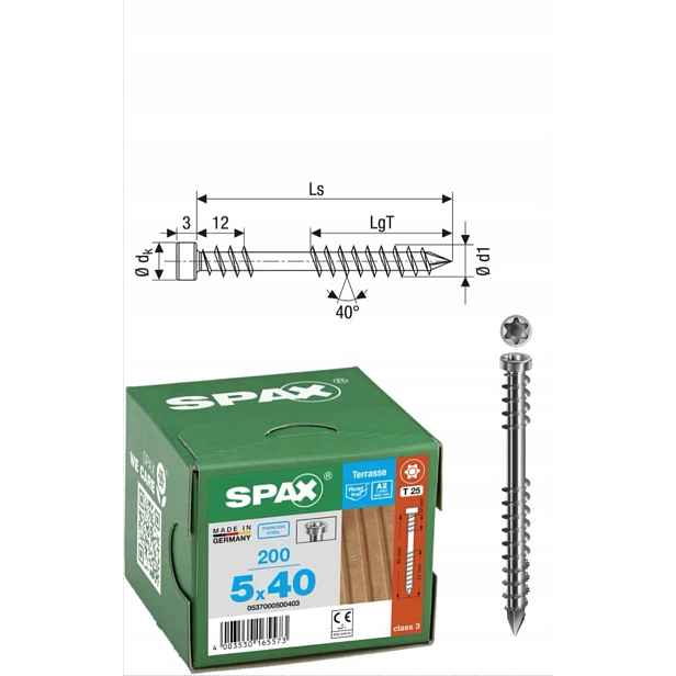 Spax Vruty do dřeva Spax-D 5 x 40 A2 Tx 200 ks