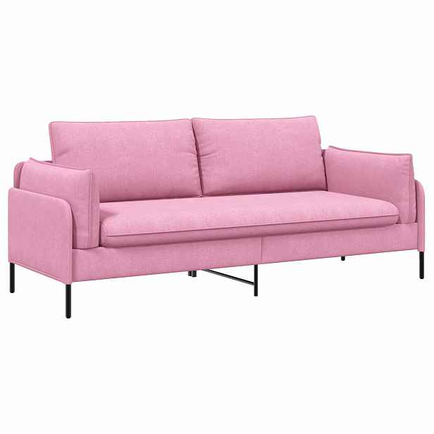 vidaXL 3-místné sofa Růžová 222 x 81 x 89 cm Textil