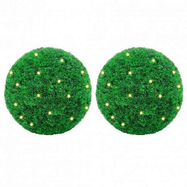 vidaXL Umělé buxus koule s LED světly 2 ks zelené 27 cm