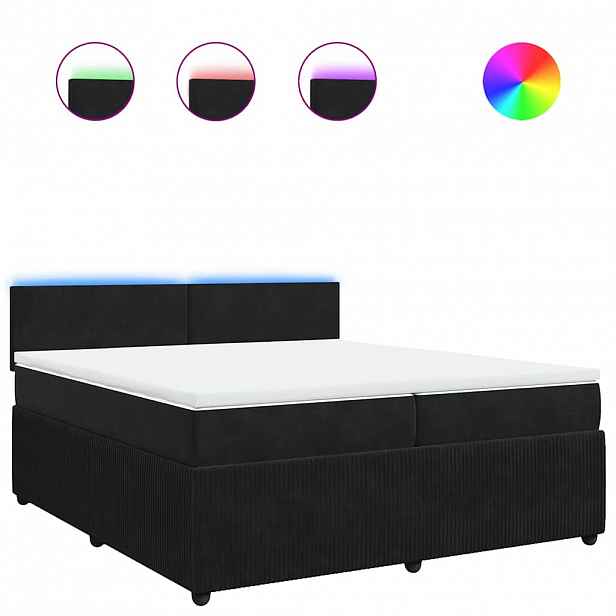 vidaXL Box spring postel s matrací černá 200x200 cm samet