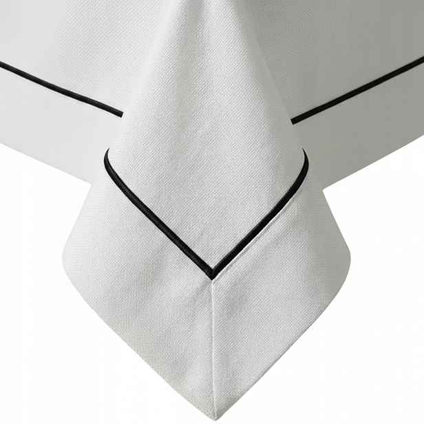 Elegantní Dekorativní Ubrus S Bordurou Matný Queen 140x350 Bílý+černý