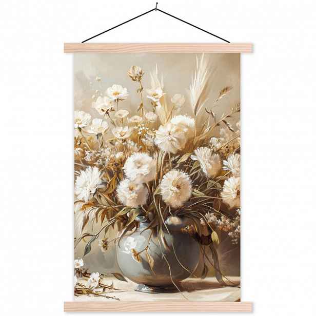 MuchoWow PLAKÁT S MAGNETICKOU LIŠTOU Květiny - Váza - Zátiší - Béžová 60x90 cm