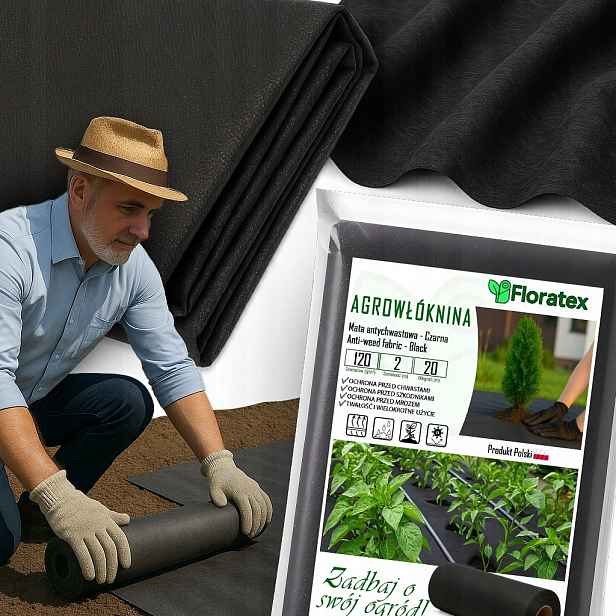 Silná Agrotkanina 120g 2x20m Černá Uv Agrotextilie Podložka Proti Plevelu