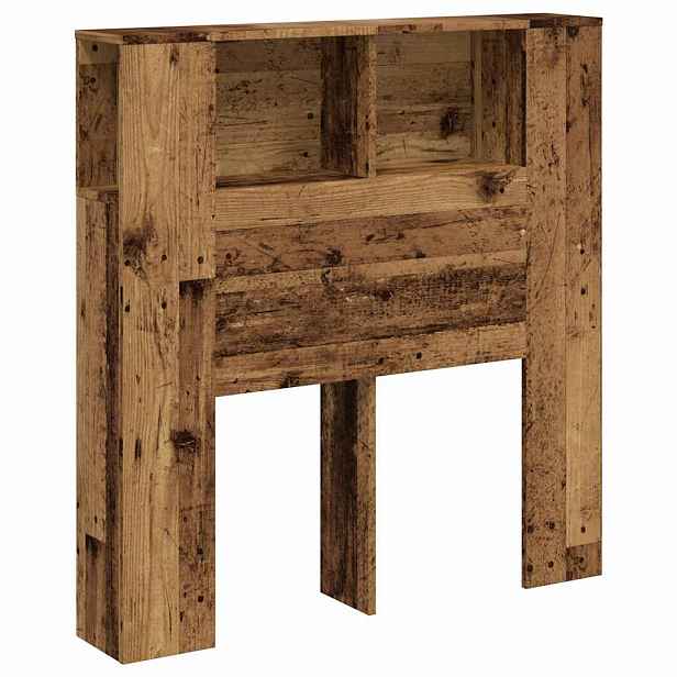 vidaXL Čelo postele s úložným prostorem old wood 100 x 18,5 x 102,5 cm