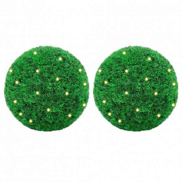 vidaXL Umělé buxus koule s LED světly 2 ks zelené 35 cm