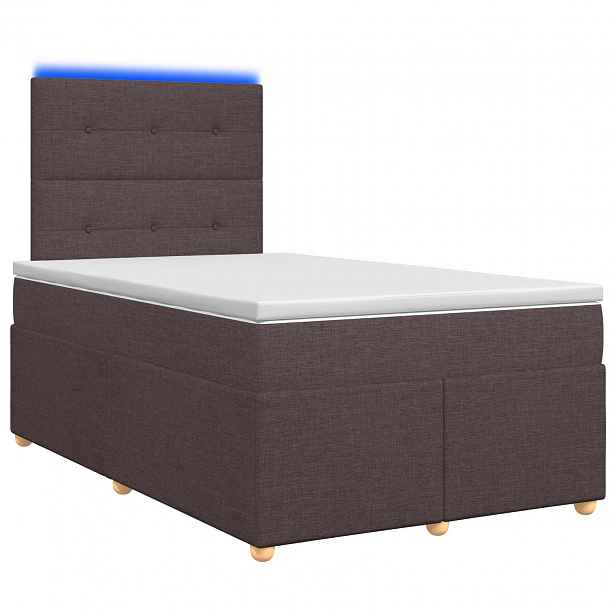 vidaXL Postel boxspring s matrací Tmavě hnědá 120 x 200 cm Textil